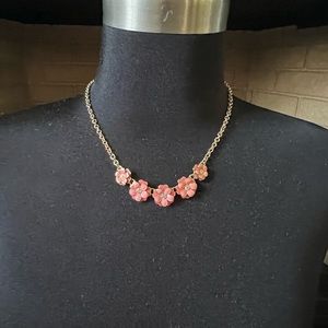 Charter Club Gold Necklace with Pink Flowers